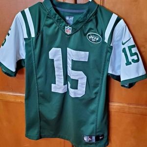 NFL sports shirt Nike Tebow 15 Yout L14-16  Green /W Color .
